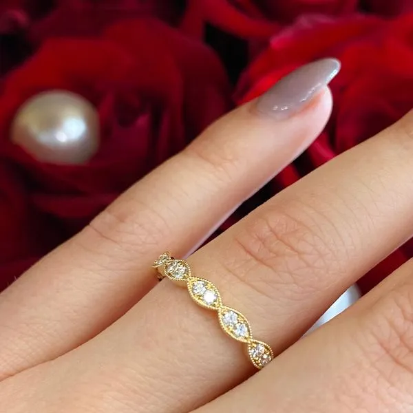 14 Karat Yellow Gold Marquise Shape Diamond Wedding Band Image 5 Brax Jewelers Newport Beach, CA