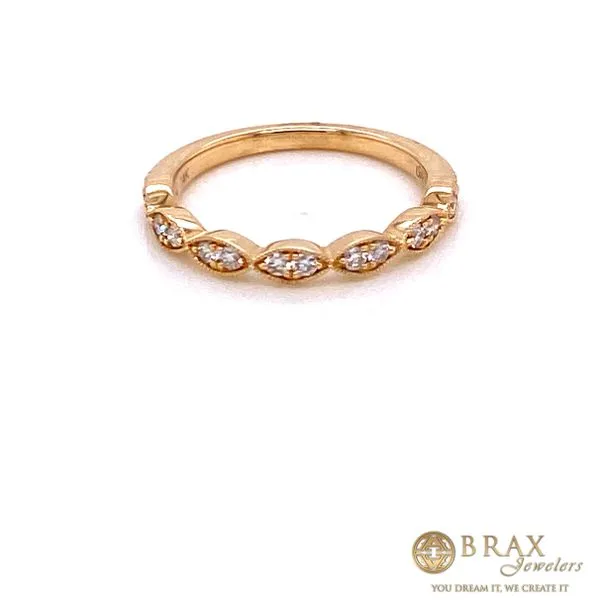 14 Karat Yellow Gold Marquise Shape Diamond Wedding Band Brax Jewelers Newport Beach, CA