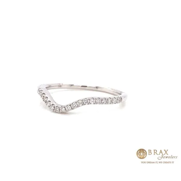 Lady's 14 Karat White Gold Curved Natural Diamond Wedding Band With 0.16Tw Round G VS2 Diamonds Image 2 Brax Jewelers Newport Beach, CA