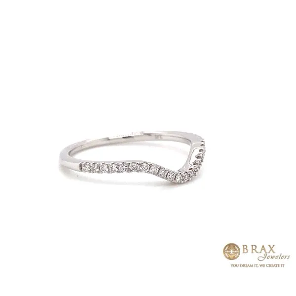 Lady's 14 Karat White Gold Curved Natural Diamond Wedding Band With 0.16Tw Round G VS2 Diamonds Image 3 Brax Jewelers Newport Beach, CA