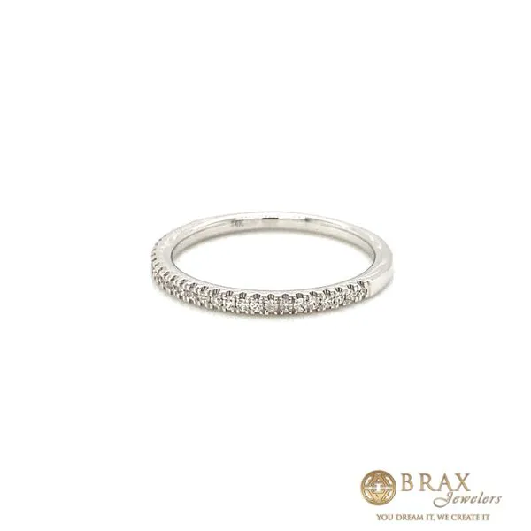 Lady's 14 Karat White Gold Natural Diamond Wedding Band With 0.15Tw Round G VS2 Diamonds. Image 2 Brax Jewelers Newport Beach, CA