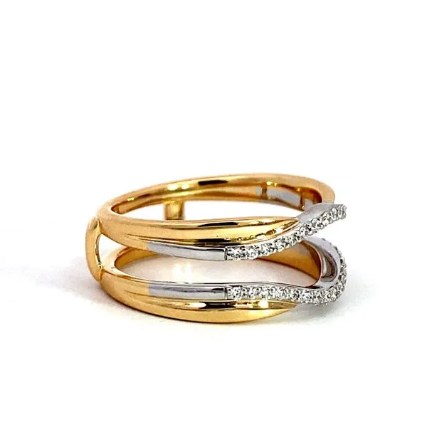 Lady's 14 Karat Two-Tone Gold Natural Diamond Wedding Band With 0.20Tw Round Diamonds Image 4 Brax Jewelers Newport Beach, CA
