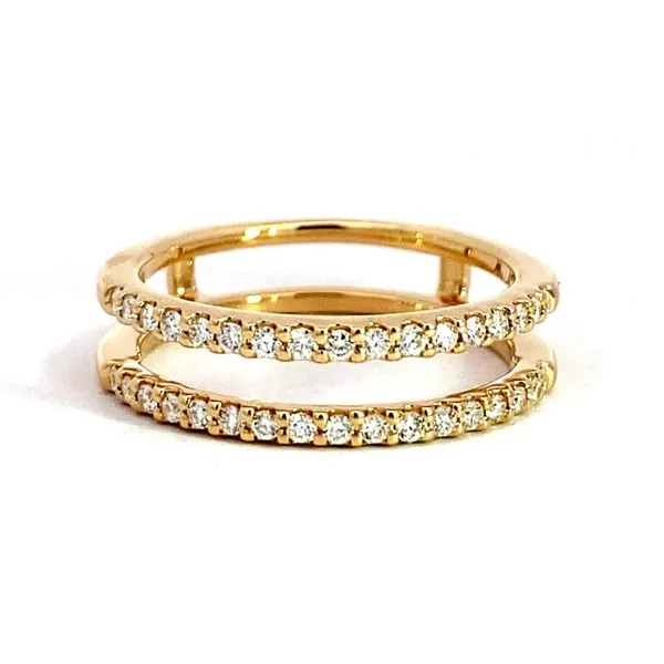 Lady's 14 Karat Yellow Gold Natural Diamond Wedding Band Guard With 0.33Tw Round Diamonds Image 3 Brax Jewelers Newport Beach, CA
