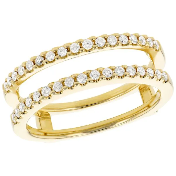 Lady's 14 Karat Yellow Gold Natural Diamond Wedding Band Guard With 0.33Tw Round Diamonds Brax Jewelers Newport Beach, CA
