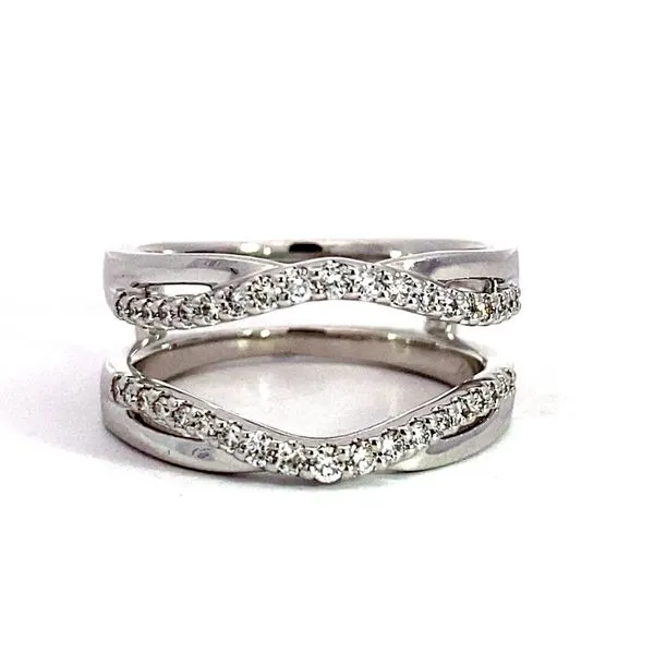 Lady's 14 Karat White Gold Natural Diamond Guard Wedding Band With 0.34Tw Round Diamonds Image 3 Brax Jewelers Newport Beach, CA