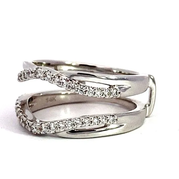 Lady's 14 Karat White Gold Natural Diamond Guard Wedding Band With 0.34Tw Round Diamonds Image 5 Brax Jewelers Newport Beach, CA