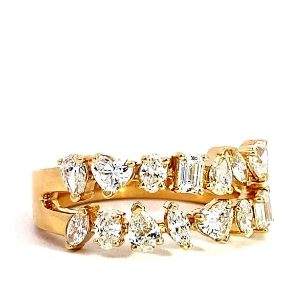 Lady's 14 Karat Yellow Gold Natural Diamond Wedding Band With 16=1.38Tw Pear, Heart, Oval, Marquise, And Emerald Cut Diamonds Image 4 Brax Jewelers Newport Beach, CA