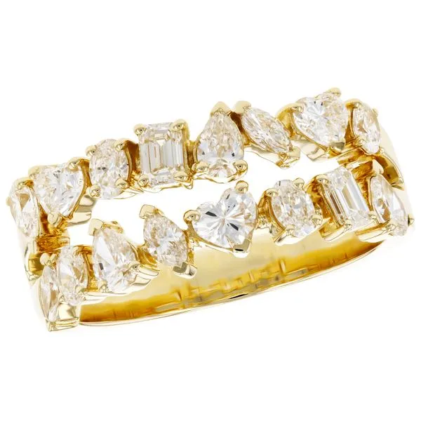 Lady's 14 Karat Yellow Gold Natural Diamond Wedding Band With 16=1.38Tw Pear, Heart, Oval, Marquise, And Emerald Cut Diamonds Brax Jewelers Newport Beach, CA