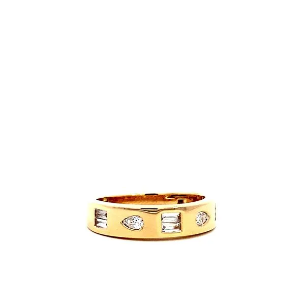 Lady's 14 Karat Yellow Gold Natural Diamond Wedding Band With 0.25Tw Round And baguette Diamonds Image 5 Brax Jewelers Newport Beach, CA