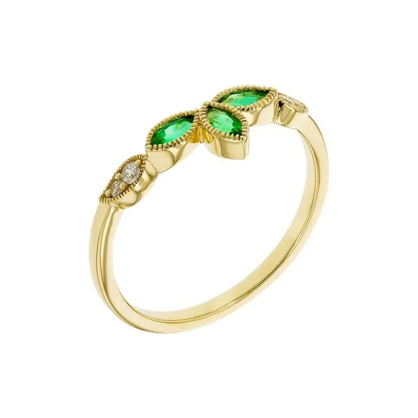 Lady's Natural Diamond Wedding Band Enhancer Set In 14 Karat Yellow Gold With 0.28 Carats Of Marquise Cut Emeralds. Image 2 Brax Jewelers Newport Beach, CA