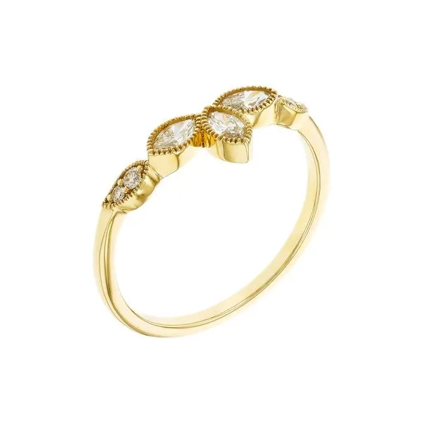Lady's Natural Diamond Wedding Band Enhancer Set In 14 Karat Yellow Gold With 0.30 Carats Of Marquise And Round Cut Diamonds. W2682 - Brax Jewelers Image 2 Brax Jewelers Newport Beach, CA