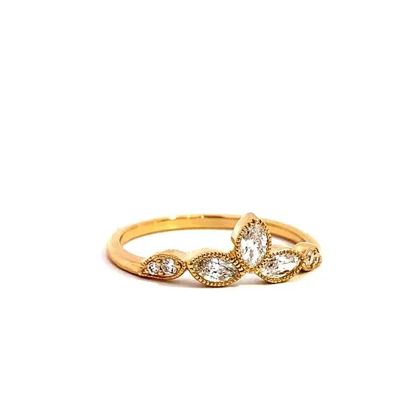 Lady's Natural Diamond Wedding Band Enhancer Set In 14 Karat Yellow Gold With 0.30 Carats Of Marquise And Round Cut Diamonds. W2682 - Brax Jewelers Image 4 Brax Jewelers Newport Beach, CA