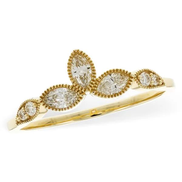 Lady's Natural Diamond Wedding Band Enhancer Set In 14 Karat Yellow Gold With 0.30 Carats Of Marquise And Round Cut Diamonds. W2682 - Brax Jewelers Brax Jewelers Newport Beach, CA