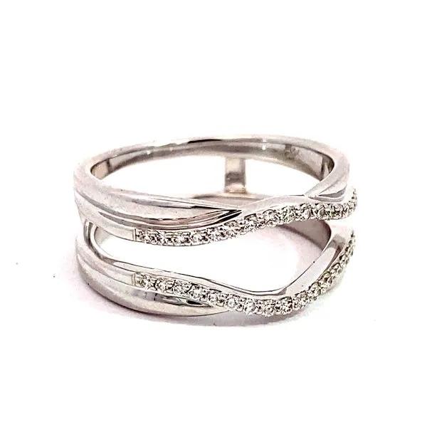 Lady's Natural Diamond Wedding Band Guard Set In 14 Karat Two-Tone Gold With 0.20 Carats Of Round Cut Diamonds. W2466 - Brax Jewelers Image 4 Brax Jewelers Newport Beach, CA