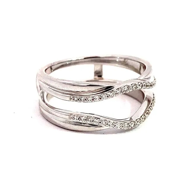 Lady's Natural Diamond Wedding Band Guard Set In 14 Karat Two-Tone Gold With 0.20 Carats Of Round Cut Diamonds. W2466 - Brax Jewelers Image 5 Brax Jewelers Newport Beach, CA