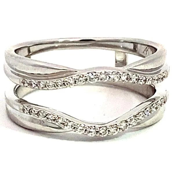 Lady's Natural Diamond Wedding Band Guard Set In 14 Karat Two-Tone Gold With 0.20 Carats Of Round Cut Diamonds. W2466 - Brax Jewelers Brax Jewelers Newport Beach, CA