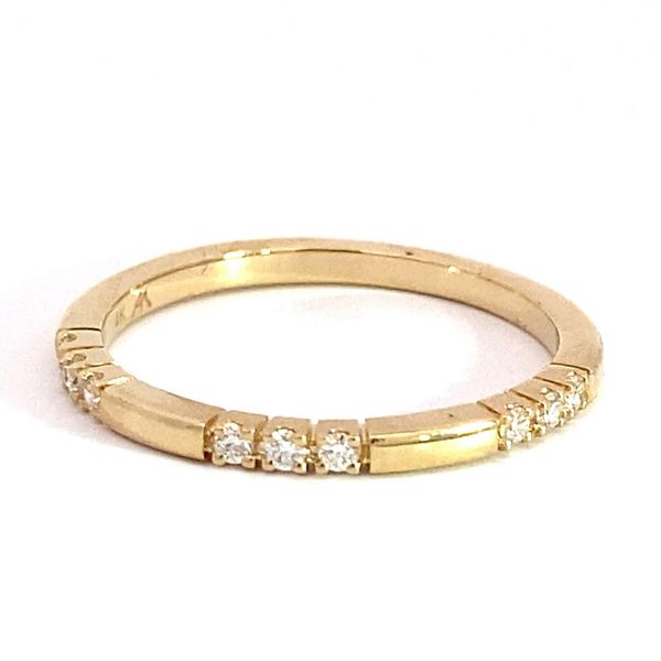 Lady's Natural Diamond Wedding Band Set In 14 Karat Yellow Gold With 0.10 Carats Of Round Cut Diamonds Image 3 Brax Jewelers Newport Beach, CA