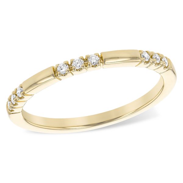 Lady's Natural Diamond Wedding Band Set In 14 Karat Yellow Gold With 0.10 Carats Of Round Cut Diamonds Brax Jewelers Newport Beach, CA