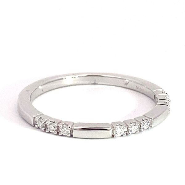 Lady's Natural Diamond Wedding Band Set In 14 Karat White Gold With 0.10 Carats Of Round Cut Diamonds Image 3 Brax Jewelers Newport Beach, CA