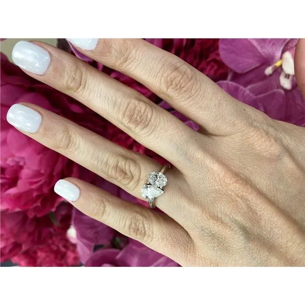 Two-Stone Pear and Oval Diamond Engagement Ring Image 2 Brax Jewelers Newport Beach, CA