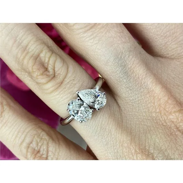Two-Stone Pear and Oval Diamond Engagement Ring Brax Jewelers Newport Beach, CA