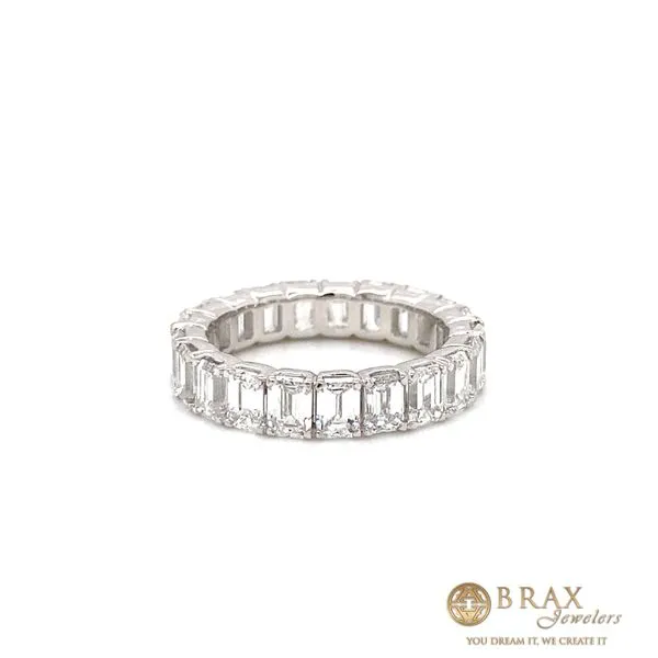 14K White Gold Eternity Diamond Wedding Band, 5.00ctw Emerald Cut - Brax Jewelers Brax Jewelers Newport Beach, CA