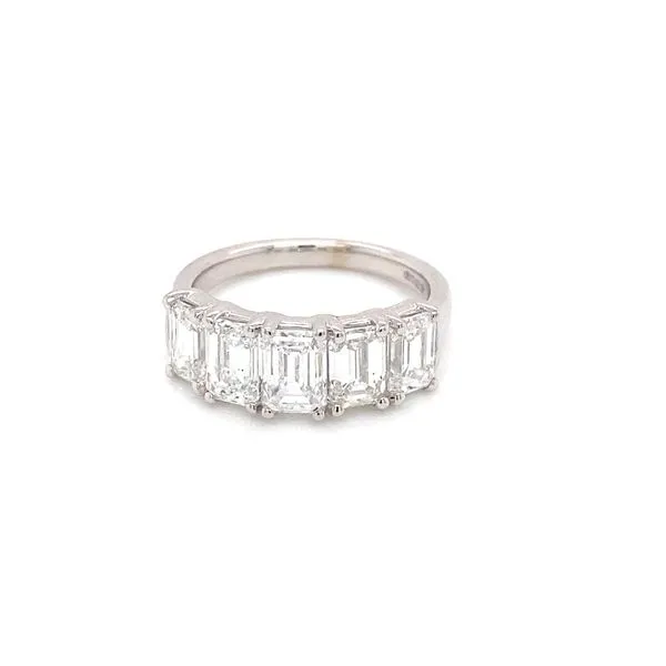 Lady's Lab Grown Diamond Wedding Band Set In 14 Karat White Gold With 5=3.50 Carats Of Emerald Cut Diamonds. Image 3 Brax Jewelers Newport Beach, CA