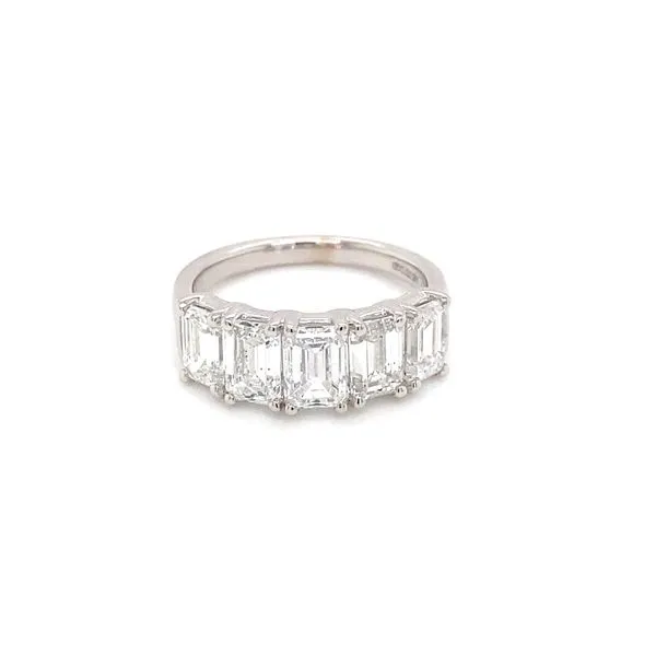Lady's Lab Grown Diamond Wedding Band Set In 14 Karat White Gold With 5=3.50 Carats Of Emerald Cut Diamonds. Brax Jewelers Newport Beach, CA
