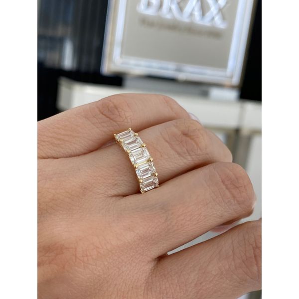 Lady's Lab Grown Diamond Wedding Band Set In 14 Karat Yellow Gold With 3.07 Carats Of Emerald Cut Diamonds. Image 4 Brax Jewelers Newport Beach, CA