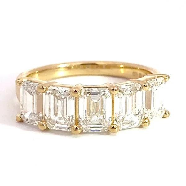 Lady's Lab Grown Diamond Wedding Band Set In 14 Karat Yellow Gold With 3.07 Carats Of Emerald Cut Diamonds. Brax Jewelers Newport Beach, CA