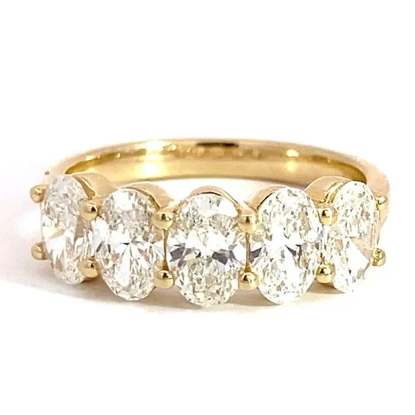 Lady's Lab Grown Diamond Wedding Band Set In 14 Karat Yellow Gold With 2.00 Carats Of Oval Cut Diamonds. Brax Jewelers Newport Beach, CA