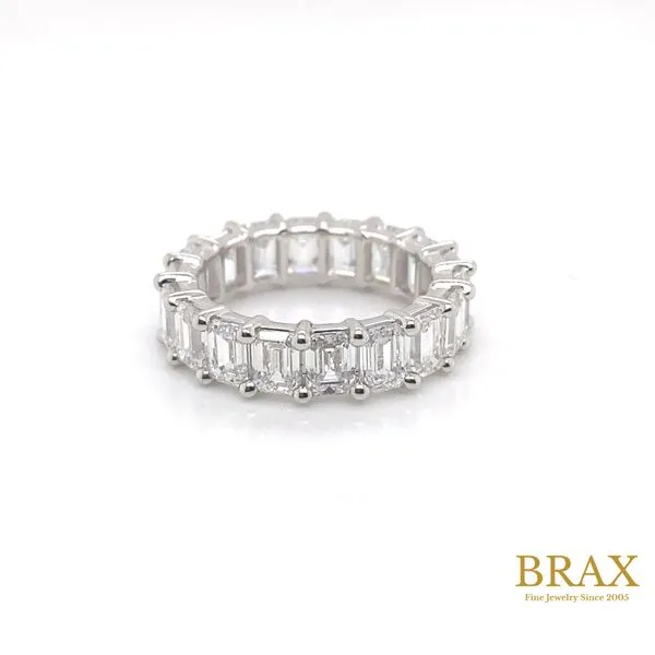 14K White Gold Eternity Diamond Wedding Band, 8.00ctw Emerald Cut - Brax Jewelers Image 2 Brax Jewelers Newport Beach, CA
