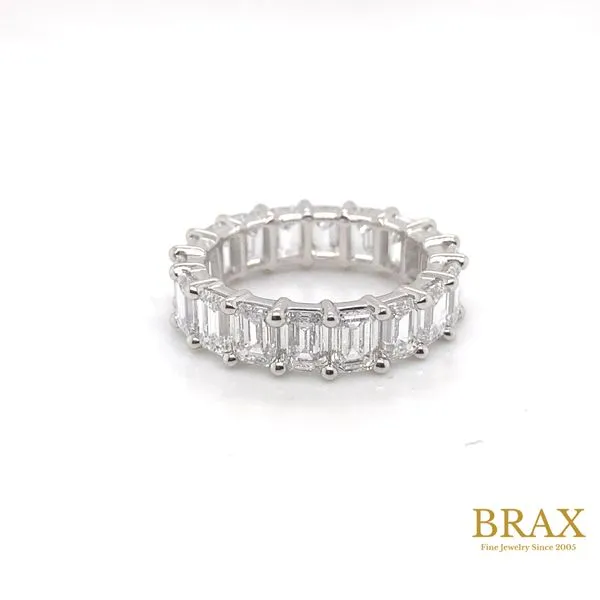 14K White Gold Eternity Diamond Wedding Band, 8.00ctw Emerald Cut - Brax Jewelers Image 3 Brax Jewelers Newport Beach, CA