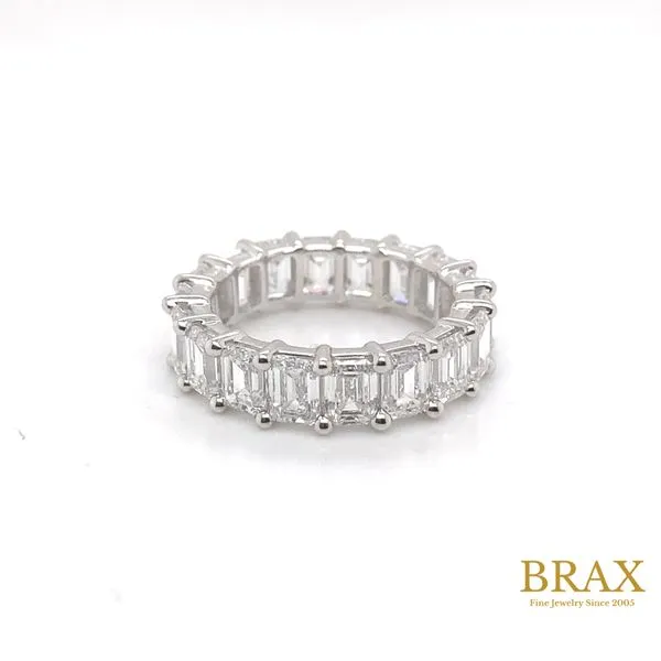 14K White Gold Eternity Diamond Wedding Band, 8.00ctw Emerald Cut - Brax Jewelers Brax Jewelers Newport Beach, CA