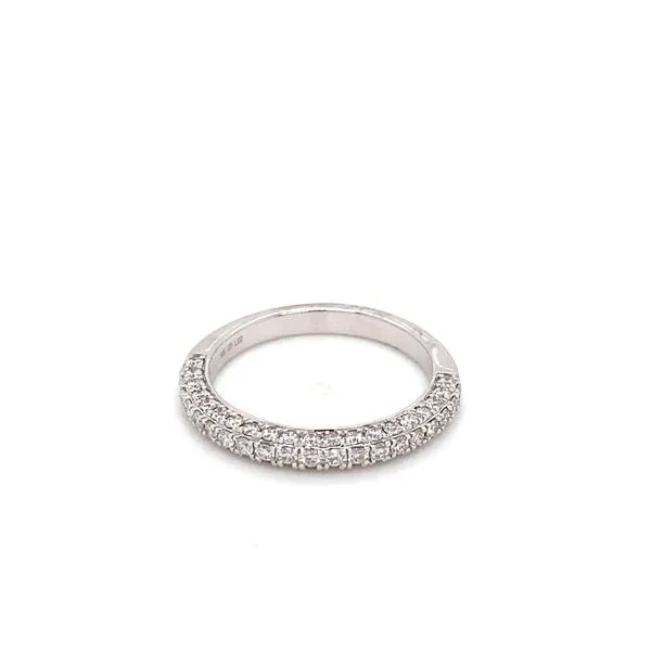 14k White Gold Pave Style Lab Grown Diamond Wedding Band 0.74 Carats Image 4 Brax Jewelers Newport Beach, CA