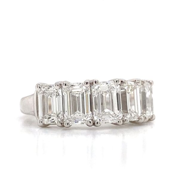 Lady's Lab Grown Diamond Wedding Band Set In 14 Karat White Gold With 3.50 Carats Of Emerald Cut Diamondss. Image 3 Brax Jewelers Newport Beach, CA