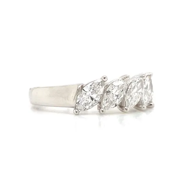 Lady's Lab Grown Diamond Wedding Band Set In 14 Karat White Gold With 1.00 Carats Of Marquise Cut Diamonds. Image 3 Brax Jewelers Newport Beach, CA