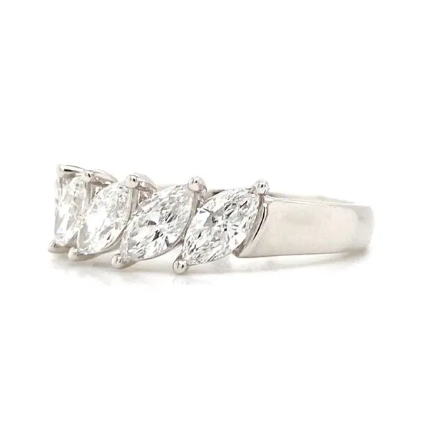 Lady's Lab Grown Diamond Wedding Band Set In 14 Karat White Gold With 1.00 Carats Of Marquise Cut Diamonds. Image 4 Brax Jewelers Newport Beach, CA