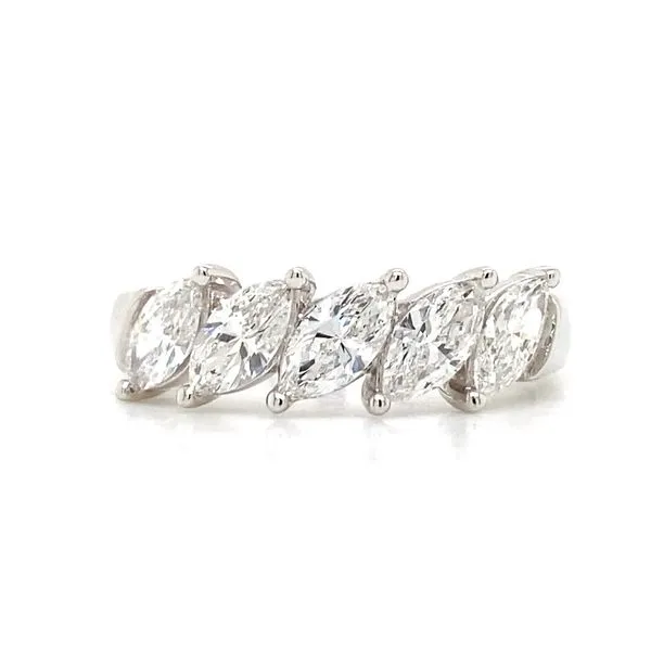 Lady's Lab Grown Diamond Wedding Band Set In 14 Karat White Gold With 1.00 Carats Of Marquise Cut Diamonds. Brax Jewelers Newport Beach, CA