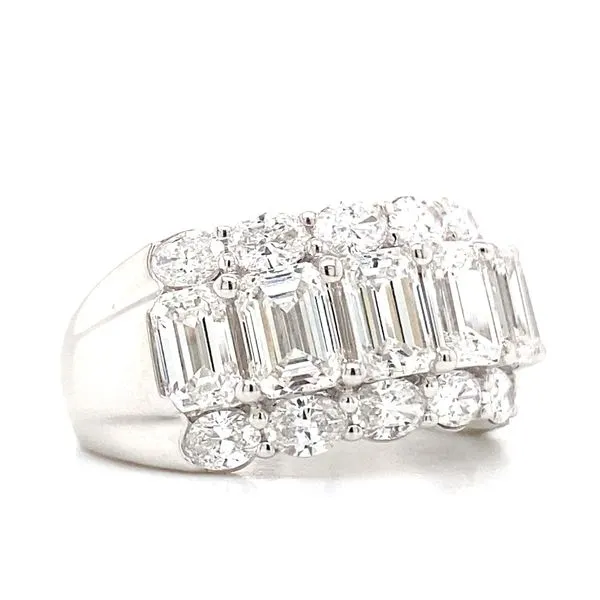 Lady's Lab Grown Diamond Wedding Band Set In 14 Karat White Gold With 5.02 Carats Of Emerald And Pear Shape Diamonds. Image 3 Brax Jewelers Newport Beach, CA