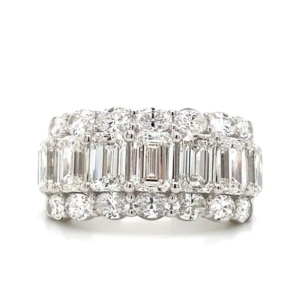Lady's Lab Grown Diamond Wedding Band Set In 14 Karat White Gold With 5.02 Carats Of Emerald And Pear Shape Diamonds. Brax Jewelers Newport Beach, CA