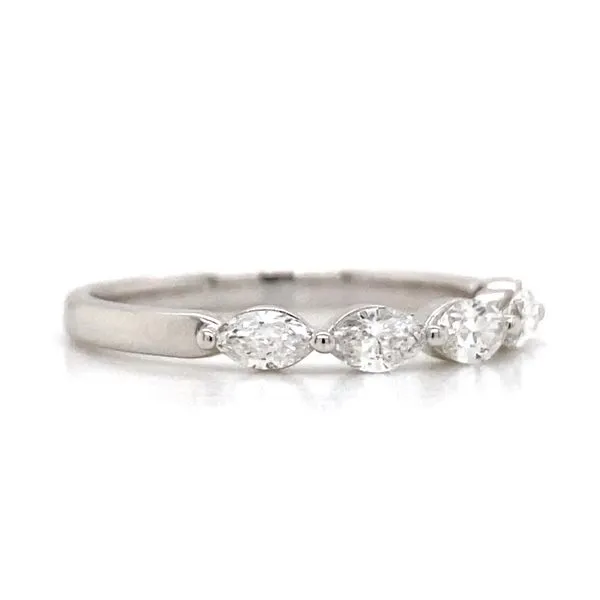 Lady's Lab Grown Diamond Wedding Band Set In 14 Karat White Gold With 0.53 Carats Of Marquise Cut Diamonds . Image 3 Brax Jewelers Newport Beach, CA