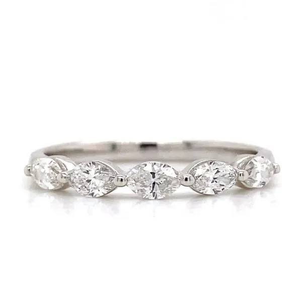 Lady's Lab Grown Diamond Wedding Band Set In 14 Karat White Gold With 0.53 Carats Of Marquise Cut Diamonds . Brax Jewelers Newport Beach, CA