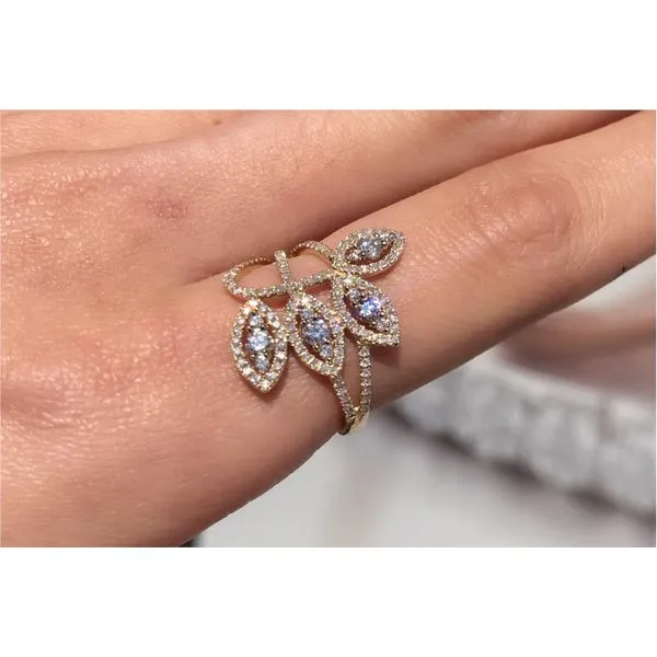 14K Yellow Gold Diamond Leaf Fashion Ring Brax Jewelers Newport Beach, CA