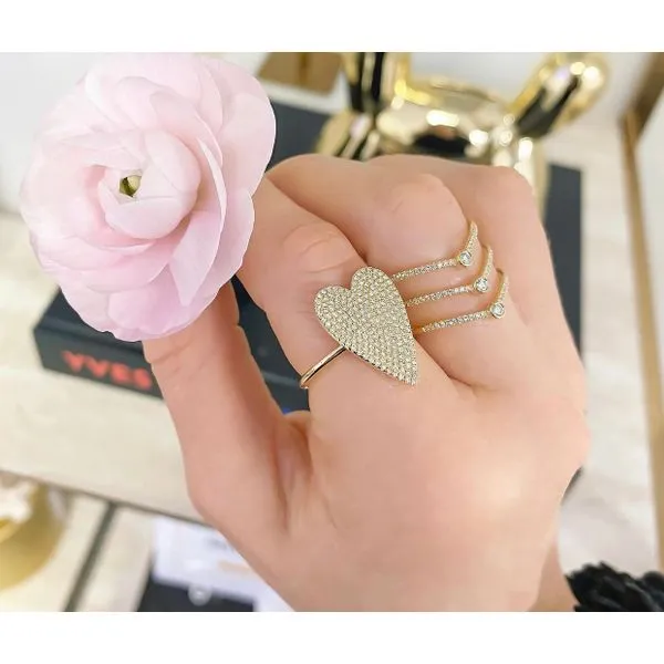 Lady's 14K Yellow Gold Pavé Heart Ring with 0.56ct Round Diamonds - Brax Jewelers Image 5 Brax Jewelers Newport Beach, CA