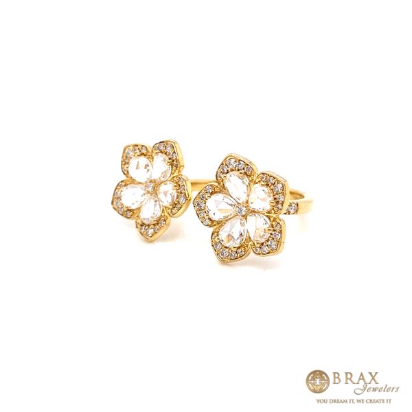 18 Karat Yellow Gold Diamond Flower Fashion Ring Image 2 Brax Jewelers Newport Beach, CA