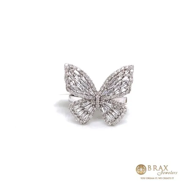 14K White Gold Diamond Butterfly Ring Brax Jewelers Newport Beach, CA