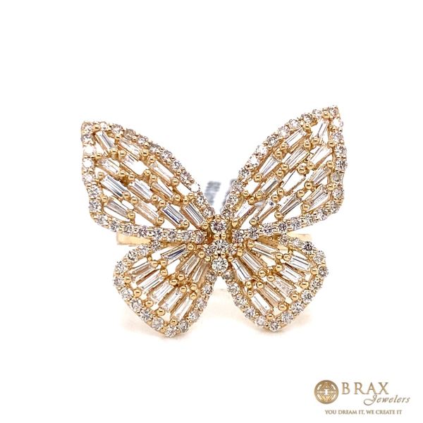 14K Yellow Gold Diamond Butterfly Ring Brax Jewelers Newport Beach, CA