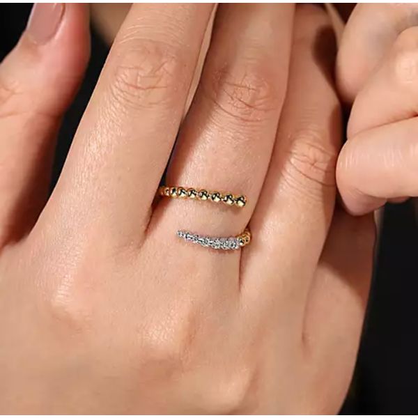 14K Two-Tone Bead and Diamond Wrap Fashion Ring Image 5 Brax Jewelers Newport Beach, CA