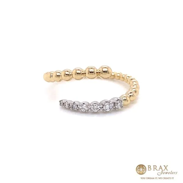Lady's Two-Tone 14K Gold Bead and Diamond Wrap Fashion Ring, Size 6.5 with 0.12ctw Round SI1 Diamonds - Brax Jewelers Brax Jewelers Newport Beach, CA